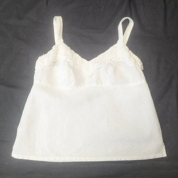 Cut Loose Size XS White Linen Crop Top - Picture 2 of 14
